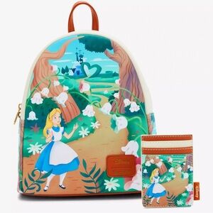 Loungefly Disney Alice In Wonderland Flower Walkway Mini Backpack & Card Holder